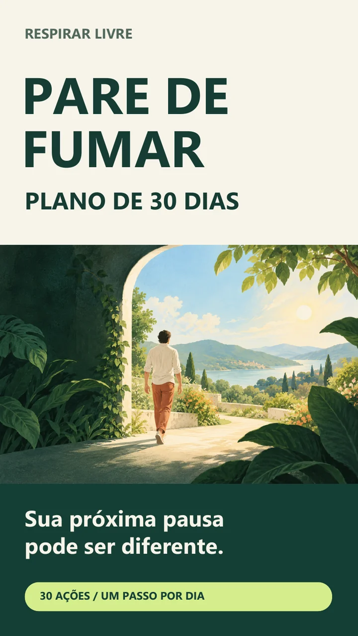 Capa do Respirar Livre: uma pessoa atravessa um arco em direção a uma paisagem aberta. Sua próxima pausa pode ser diferente.